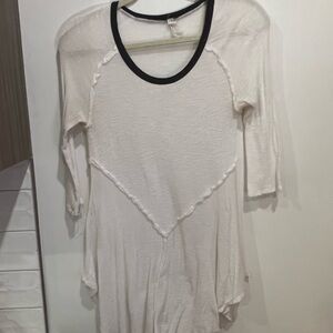 Free People Cream Tunic with Black Accents